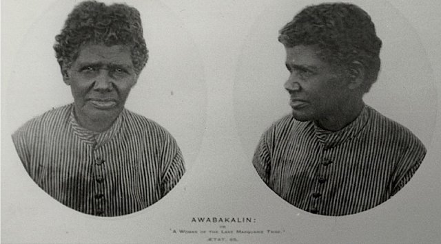 Awabakalin, Woman of the Lake Macquarie Tribe (Margaret) c1840.  Frontispiece to Threlkeld, 1859, printed 1892. 